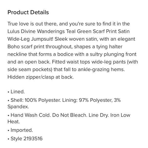 Lulu’s Divine Wanderings Teal Green Scarf Print Jumpsuit - Picture 3 of 3